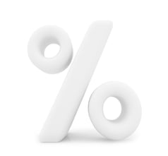 3D percent symbol isolated over a white background